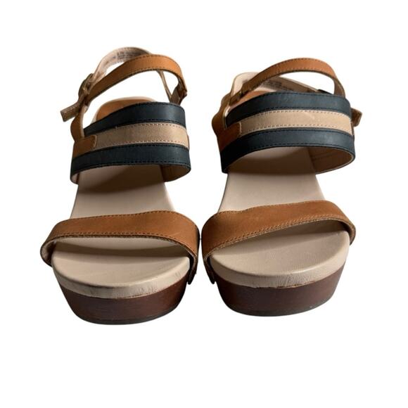 Jambu Viola Hand Crafted Leather Platform Wood Grain Clogs Women's Size 8.5 - Picture 2 of 11